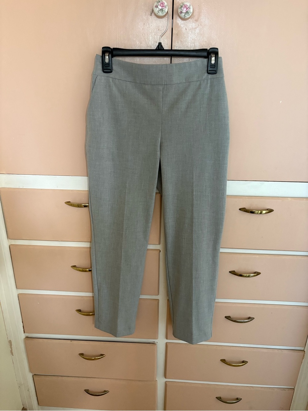 Hilary Radley Light Gray Straight-Leg Dress Trousers